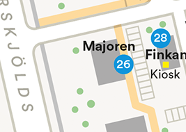 Översiktskarta över ett campusområde